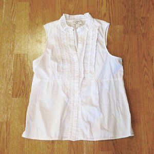 White Sleeveless LOFT Blouse in EUC